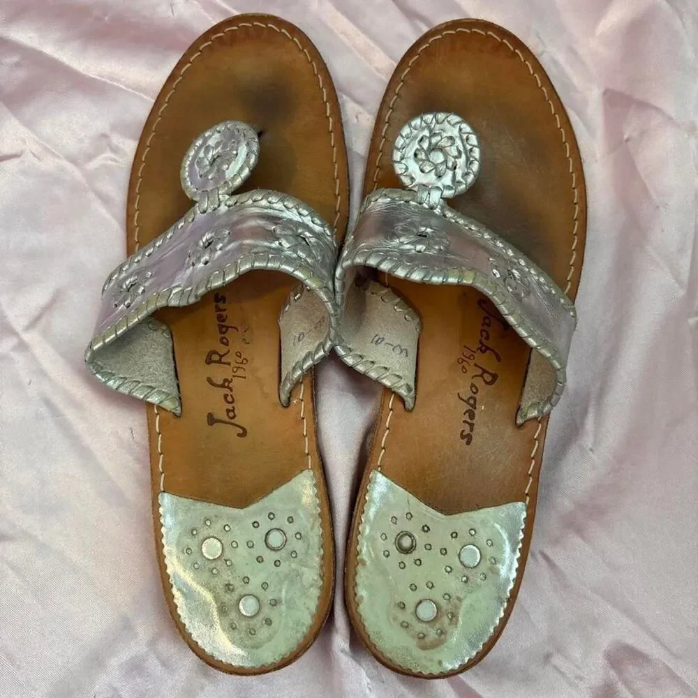 Jack-rogers Women's Silver and Gold Sandals